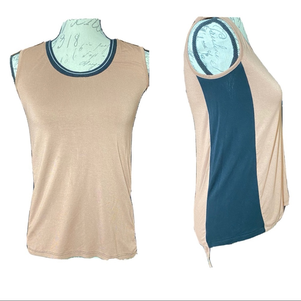 G by Giuliana Top Size XXS Color Tan with Black Trim High-Low Bottom